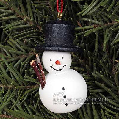 Klassischer Schneemann Christbaumschmuck mit Rute