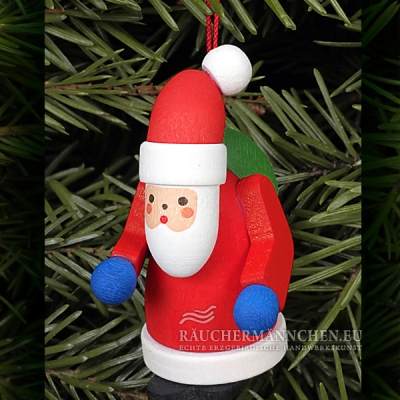 Klassischer Baumschmuck Weihnachtsmann mit grünem Sack