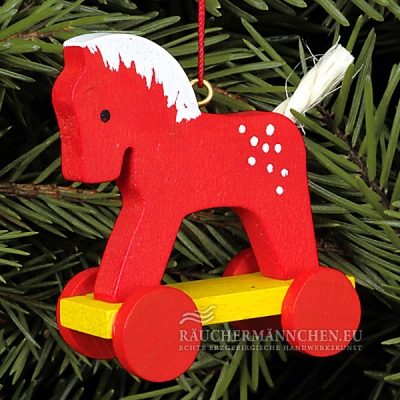 Rotes Fahrpferd Christbaumschmuck