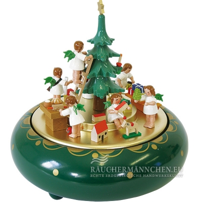 Engel Spieldose mit Weihnachtsbaum und Geschenken