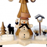 Schneemann Weihnachtspyramide mit Vogelhaus